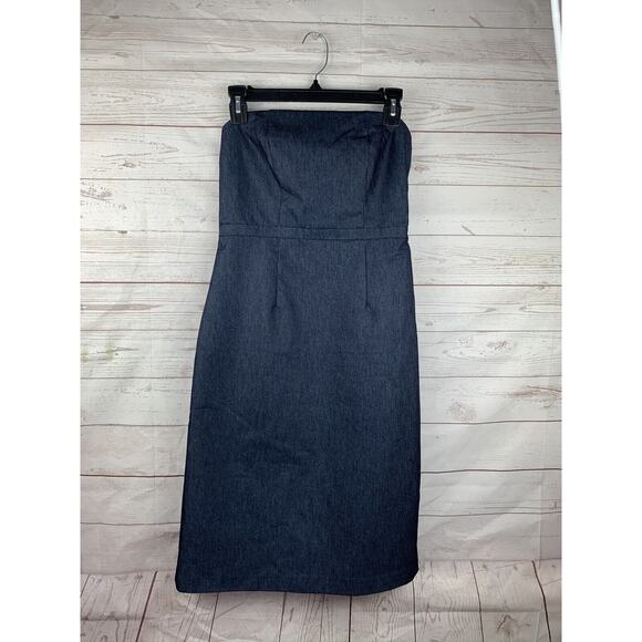 MERONA Dress Womens size 2 Denim Jean Strapless Pencil Knee Length‎ - Picture 1 of 7